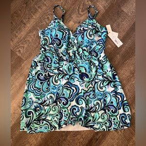 Liz Claiborne Women's Paisley Swim Dress-Size 14